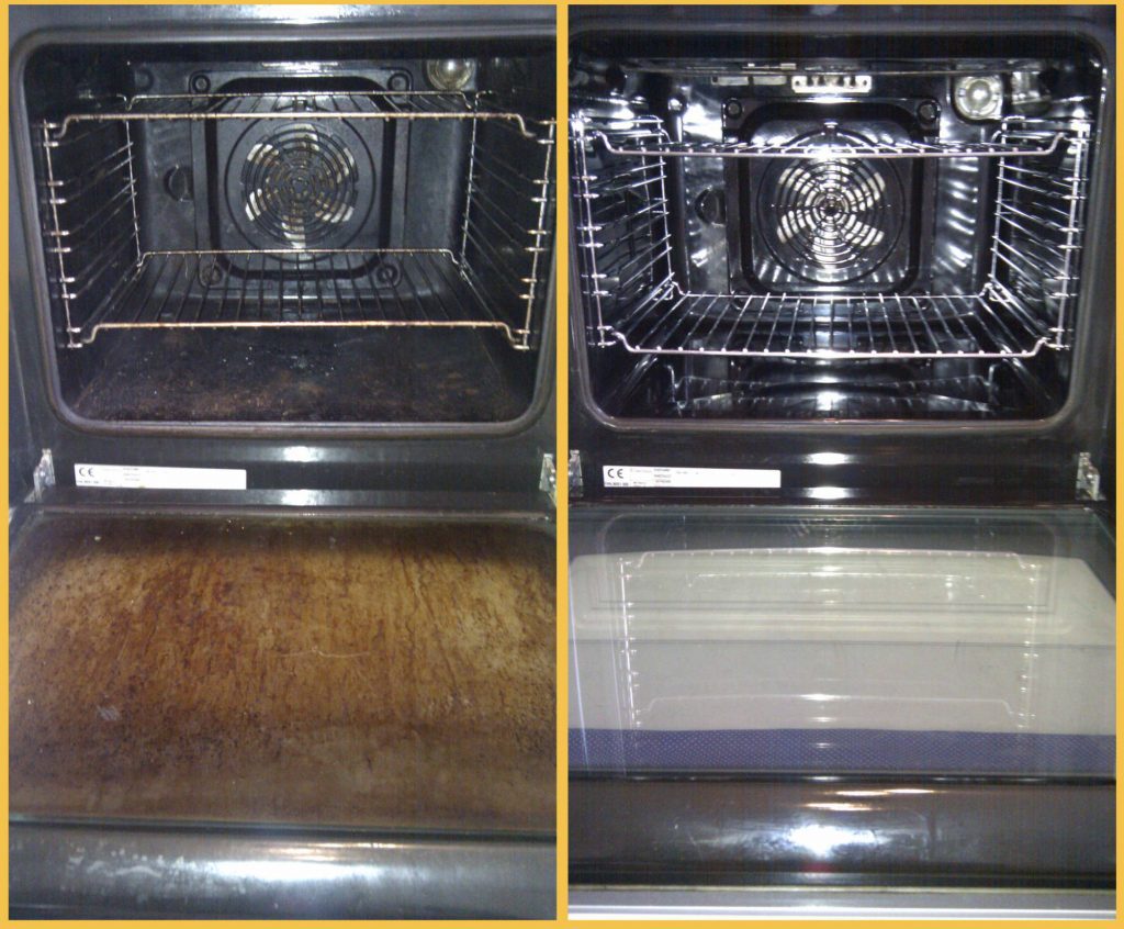 before and after oven cleaning
