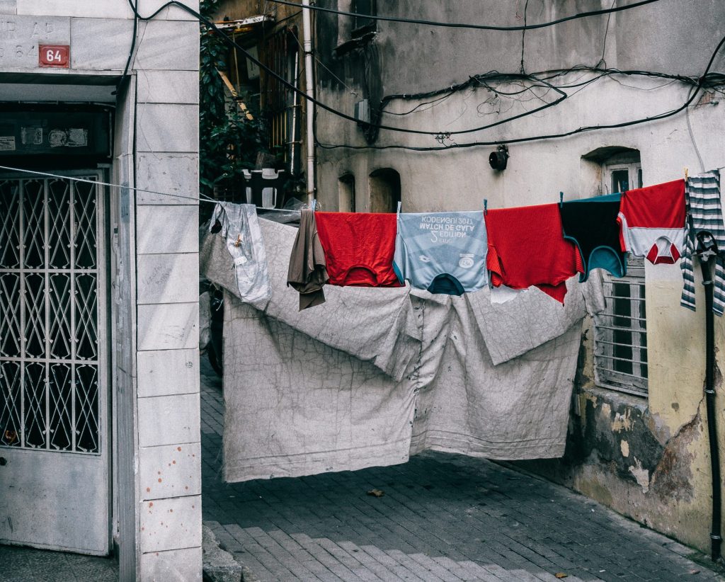 cloths drying on the line