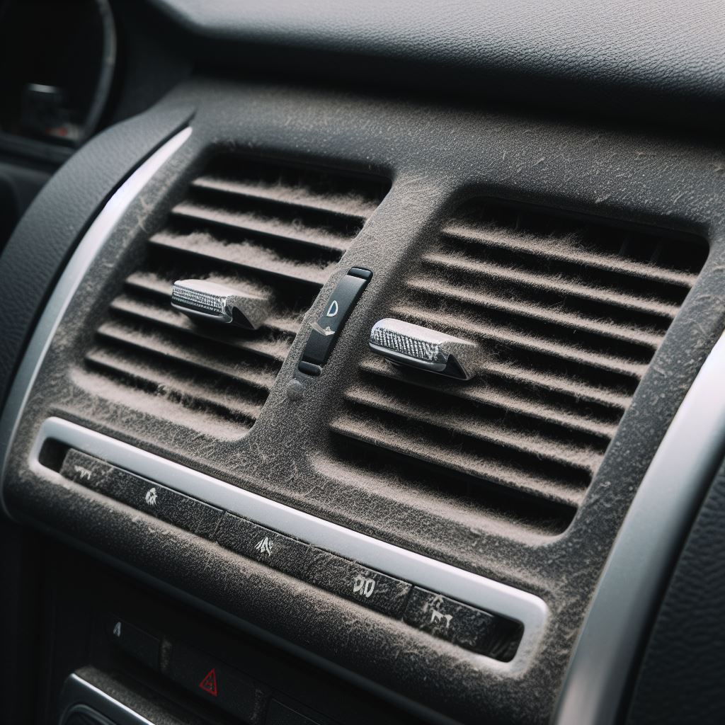 car air vents covered in dust