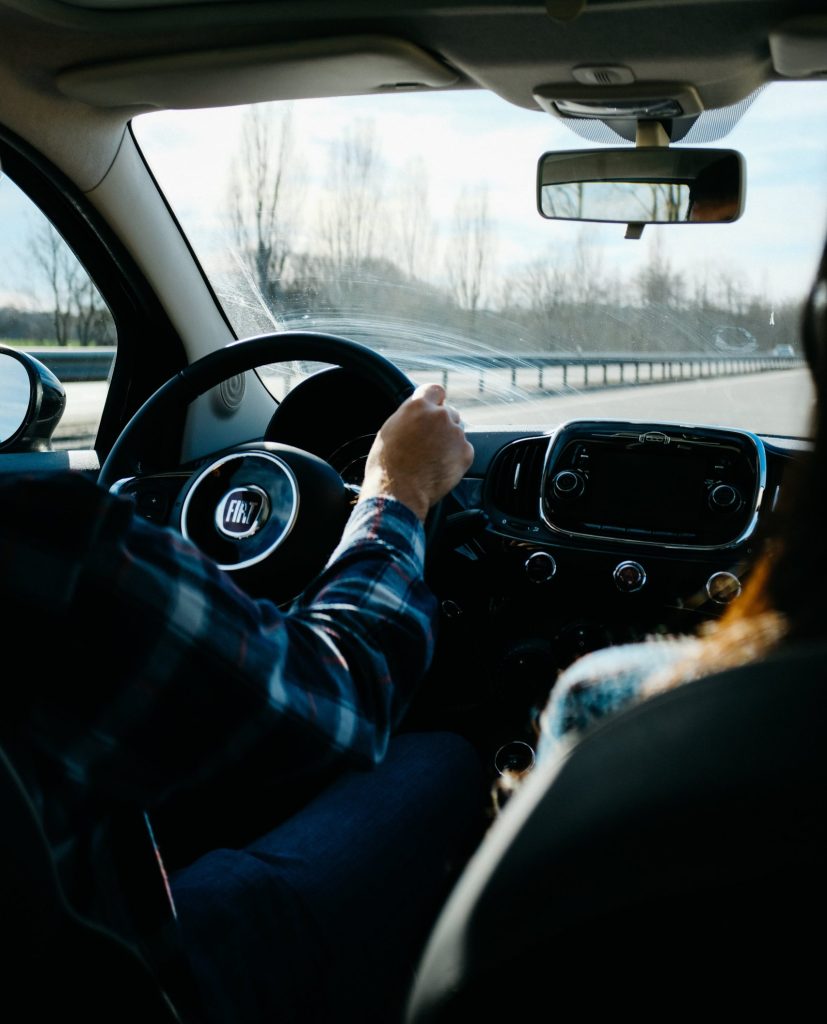 inside car with dirty windshield