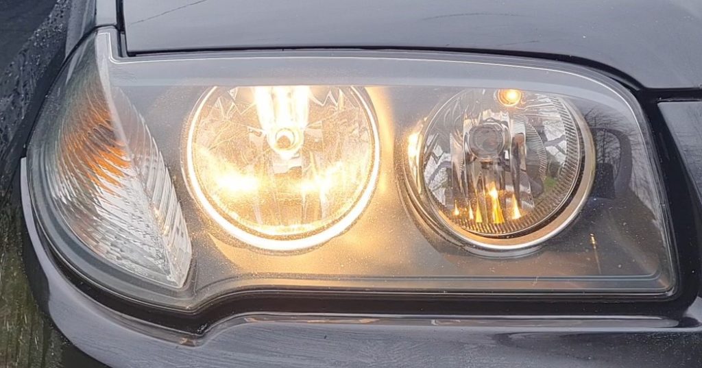 After headlight cleaning with lights on